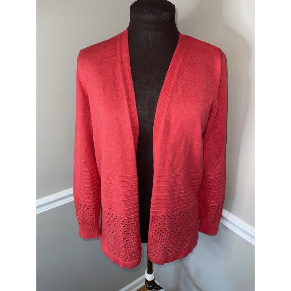 89th + Madison Cardigan Sweater Coral Pink Womens Sz M